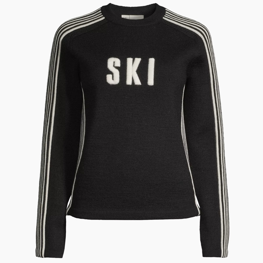 NWT Tory Burch Retro Merino Wool Black and White Women's “Ski” Sweater, Size S